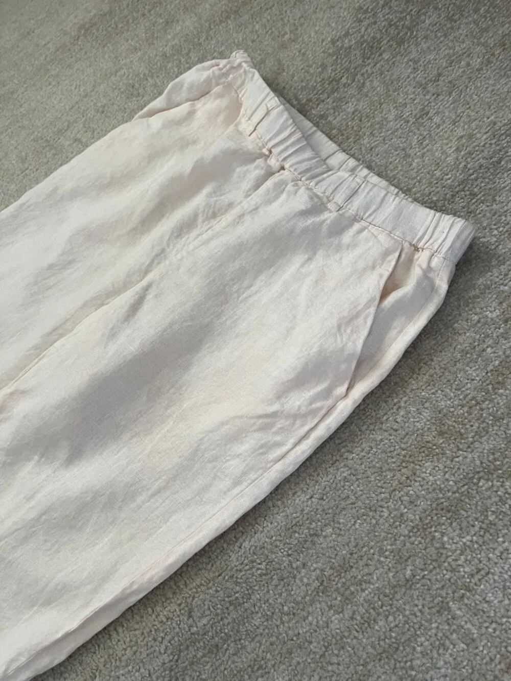 Quince 100% European Linen Pull On Pants S Elastic Waist Relaxed Straight Crop